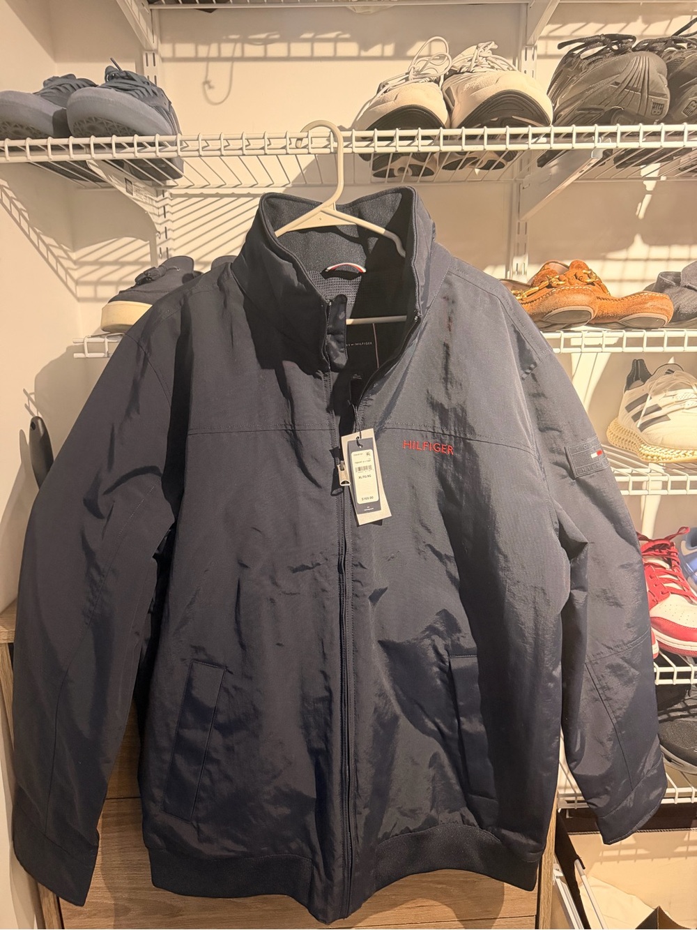 Tommy Hilfiger Navy Windbreaker Jacket with Subtle Red Logo